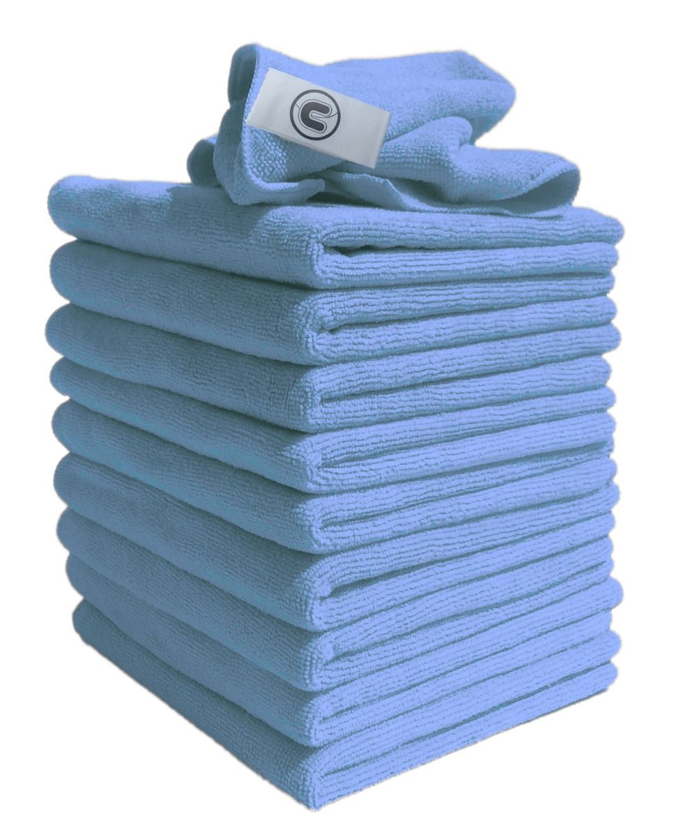 Blue Professional Microfibre Cleaning Cloths 40x40cm 10 Pack, Reusable Streak-Free Multi-Surface Cleaning Cloths